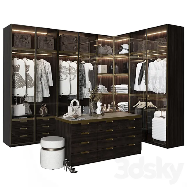 Wardrobe – Display Cabinets – 3D Models –  Luxury Wardrobe Part 2 (with clothing)