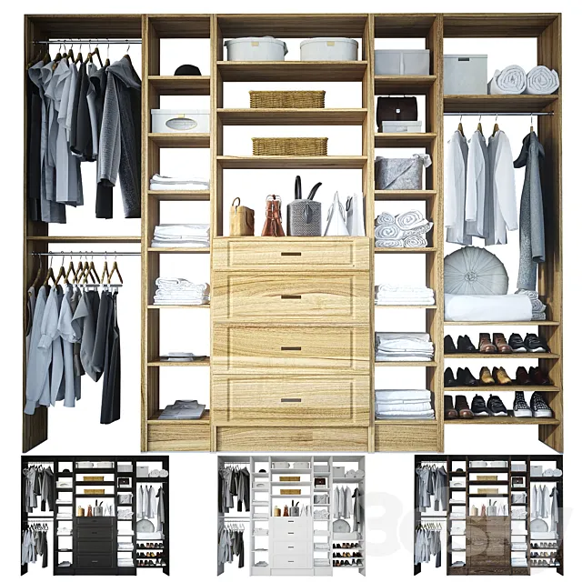 Wardrobe – Display Cabinets – 3D Models –  Open wardrobe with filling