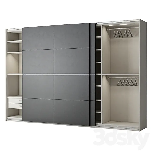 Wardrobe – Display Cabinets – 3D Models –  Poliform Bangkok cupe 2 doors