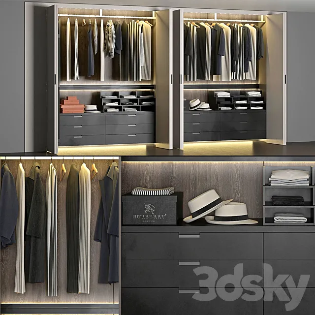Wardrobe – Display Cabinets – 3D Models –  Poliform dressing room