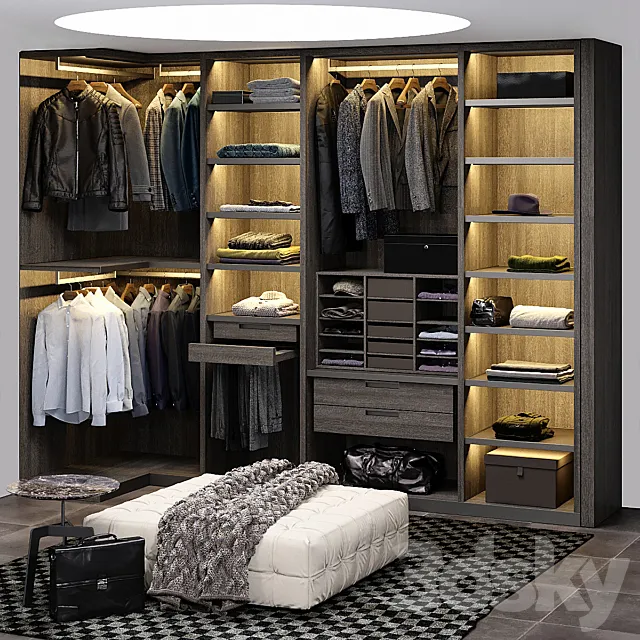 Wardrobe – Display Cabinets – 3D Models –  POLIFORM SENZAFINE WARDROBE – MENS