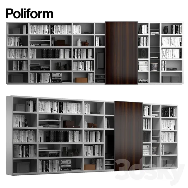Wardrobe – Display Cabinets – 3D Models –  Poliform.WALL.SYSTEM.6