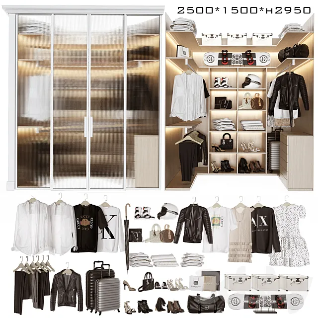 Wardrobe – Display Cabinets – 3D Models –  Wardrobe block .6