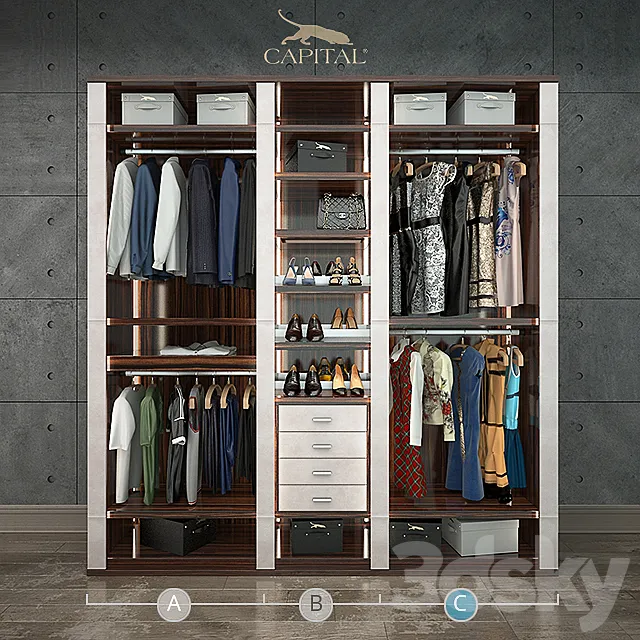 Wardrobe – Display Cabinets – 3D Models –  Wardrobe VENERE Capital collection; segment B Shoes