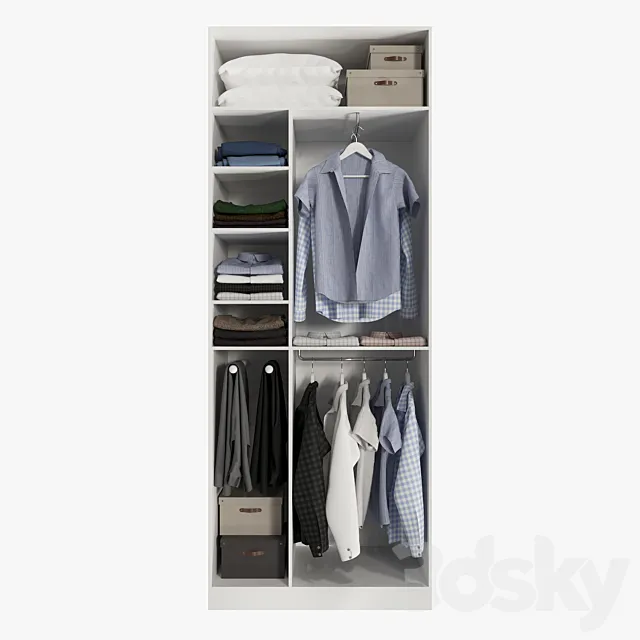 Wardrobe – Display Cabinets – 3D Models –  Wardrobe with clothes
