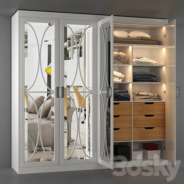 Wardrobe – Display Cabinets – 3D Models –  Wardrobe with filling 3D Model