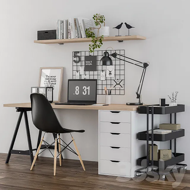 Home office ikea set 3DS Max - thumbnail 3