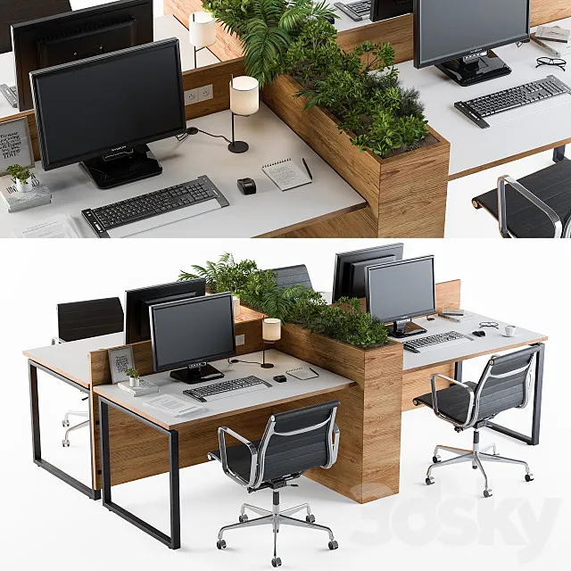 Office Furniture Flower Box 3DS Max - thumbnail 3