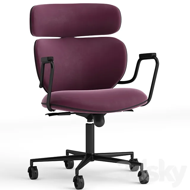 Black tie asia office chair 3DS Max - thumbnail 3