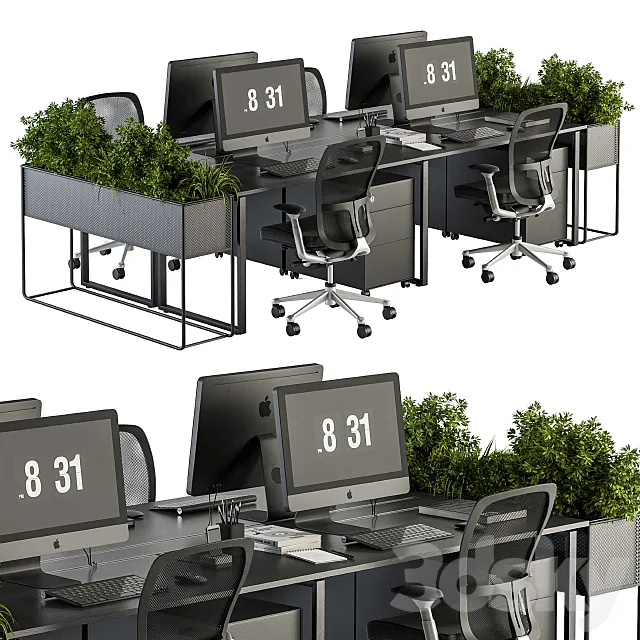 Office Furniture – employee Set – Plants Box Divider 34 3DS Max - thumbnail 3