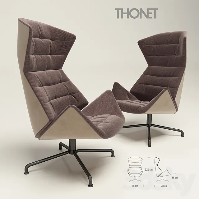 Thonet \/ Lounge chair 808 3DS Max - thumbnail 3