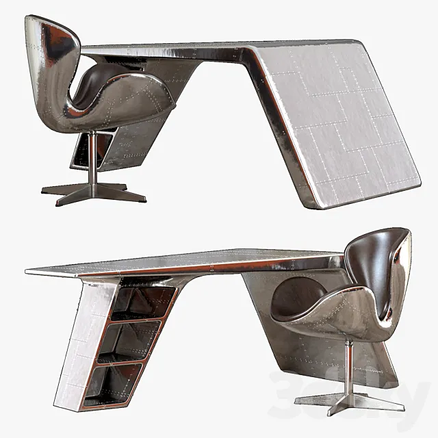 Office Furniture – 3D Models – Chair and desk Aviator 3d Model