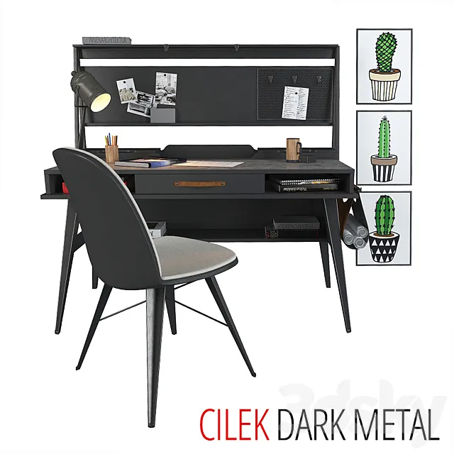 Office Furniture – 3D Models – CILEK Dark Metal Writing table