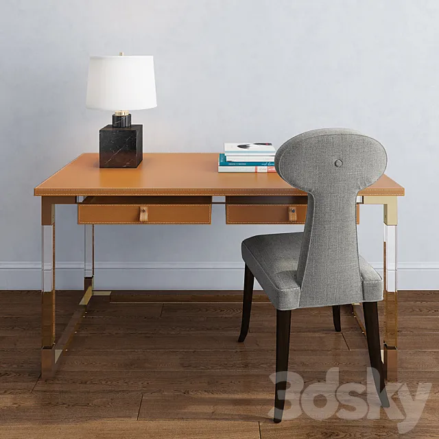 Office Furniture – 3D Models – Jonathan adler; jacques desk; vera dining chair