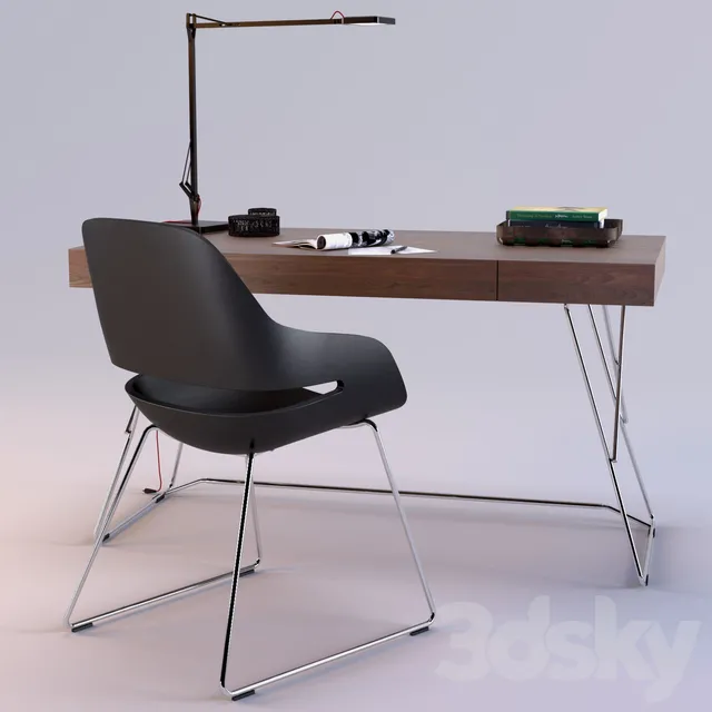 Office Furniture – 3D Models – Maestrale Desk & Eva Chair by Zanotta