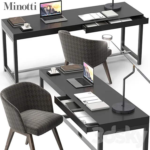 Office Furniture – 3D Models – Minotti Fulton desk set