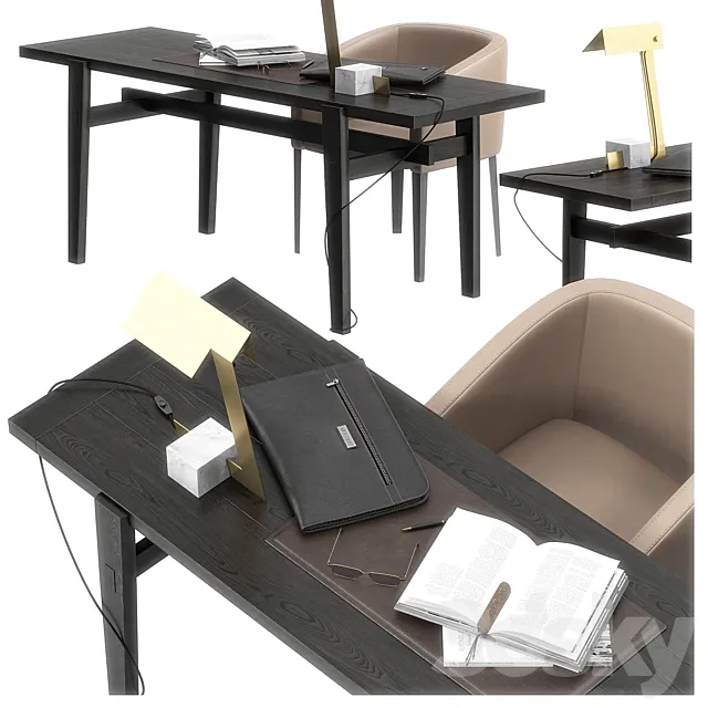 Office Furniture – 3D Models – Poliform Home Hotel Desk Set