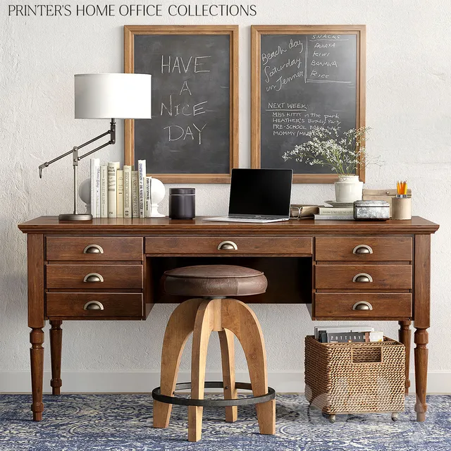Office Furniture – 3D Models – Pottery Barn PRINTER S HOME OFFICE COLLECTIONS