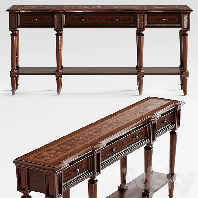Consoles 3D Models – Hooker Furniture Living Room Grandover Three Drawer Console Table