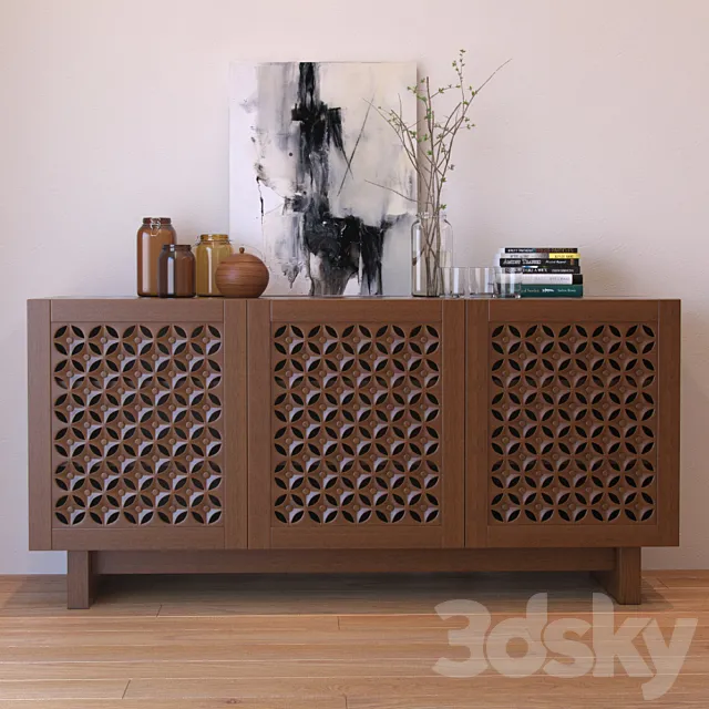 Consoles 3D Models – West Elm Carved Wood Media Console
