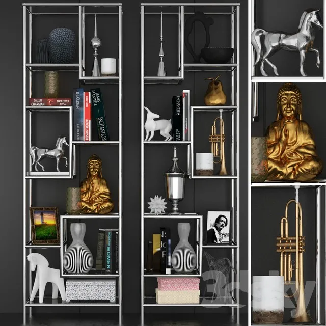 Rack in a modern style with decor and accessories for decorating 3DS Max - thumbnail 3