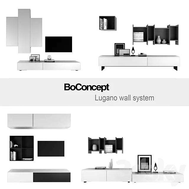 TV Wall 3D Models – BoConcept Lugano wall system  Set 2