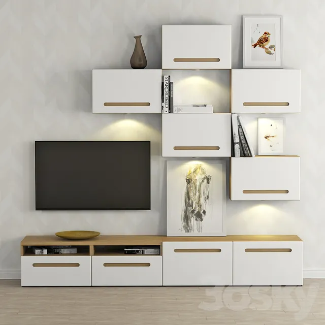 TV Wall 3D Models – Cabinet for TV and multimedia Ikea Besta Besta Marviken