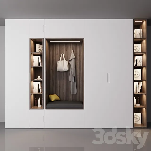 Hallway 3D Models – Cabinet in the hall with shelves