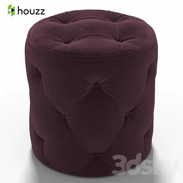 Stool Curves Tufted Round Ottoman Purple 3DS Max - thumbnail 3