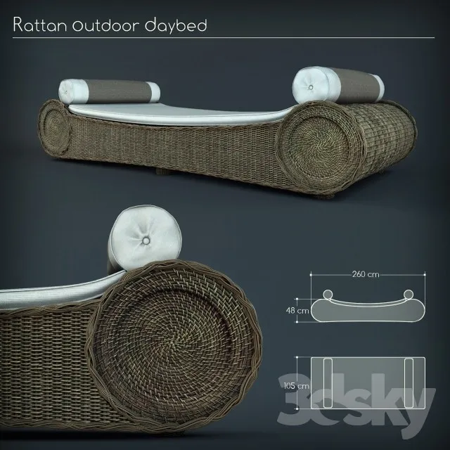 RATTAN OUTDOOR DAYBED 3DS Max - thumbnail 3