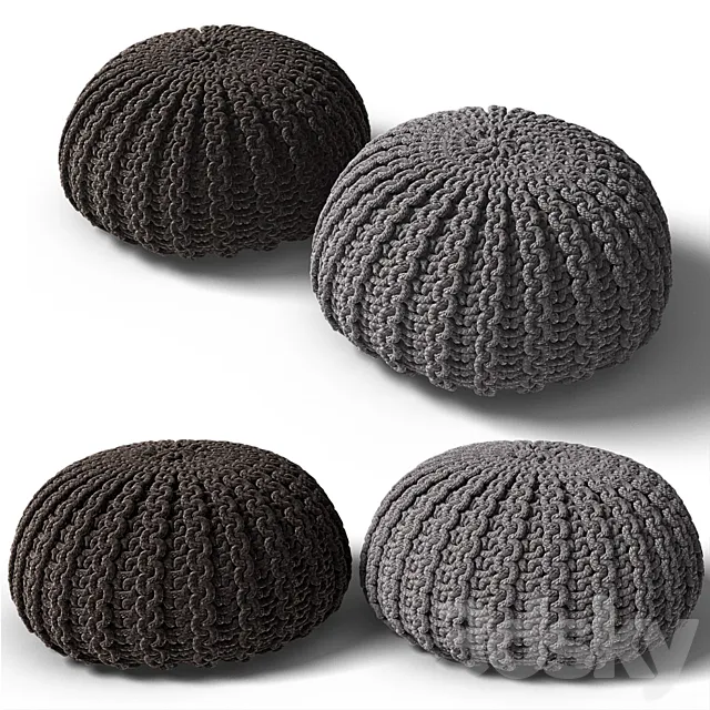 Knitted poof 2 3DS Max - thumbnail 3