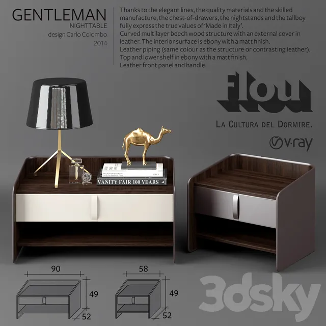 Furniture 3D Models – Others – Flou Gentleman Nightstand