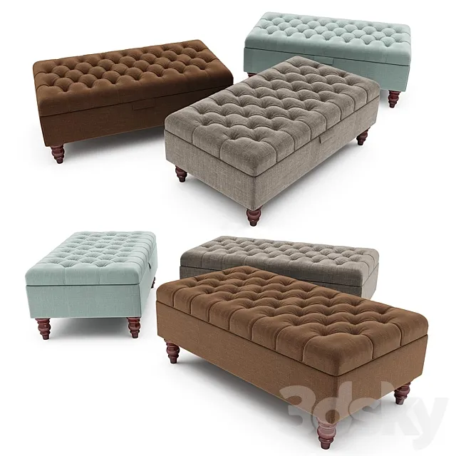 Furniture 3D Models – Others – Tiffany Linen Footstool ottoman