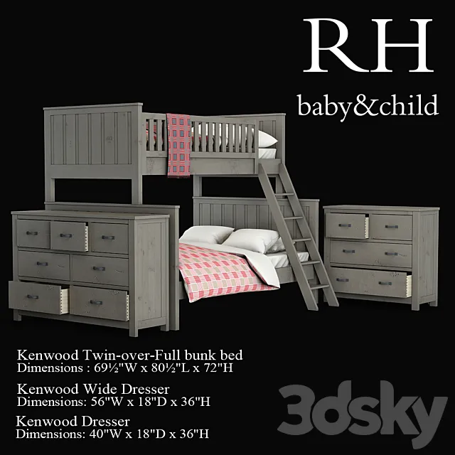 Kenwood Twin-over-Full bunk bed 3DS Max - thumbnail 3