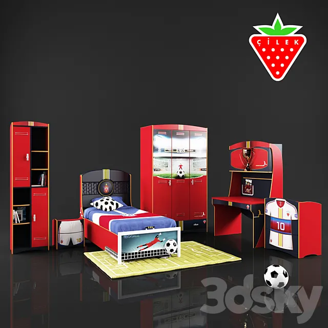 children's furniture Cilek a series of Football 3DS Max - thumbnail 3