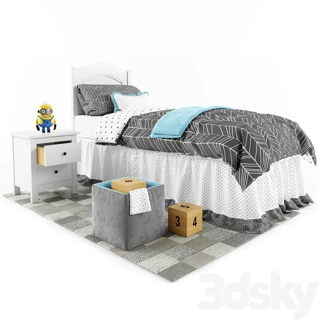 Children – Bed 3D Models – Baby bed and accessories