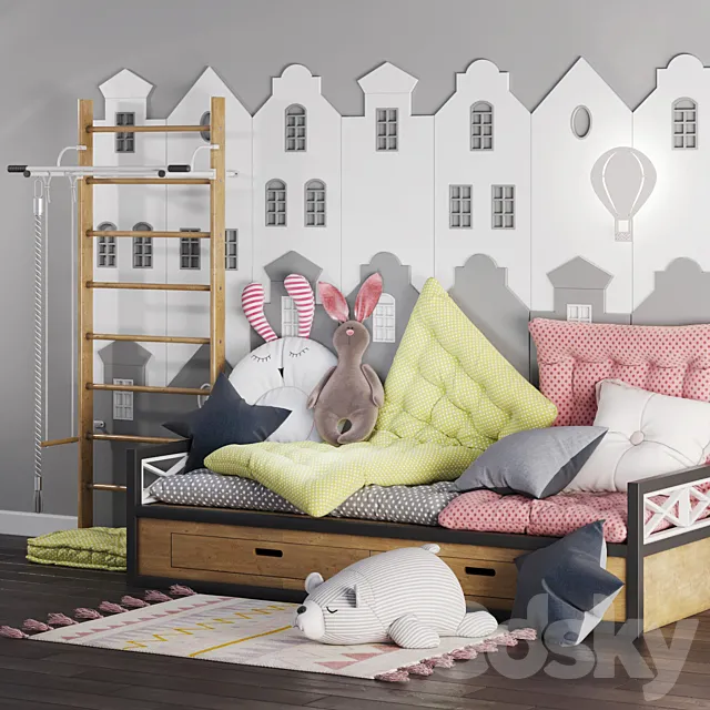 Children – Bed 3D Models – Children room set 2