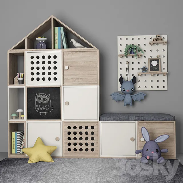 Furniture for children's room with decor 10 3DS Max - thumbnail 3