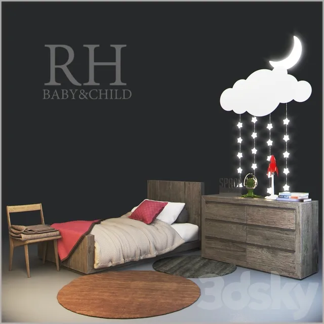 Children – Furniture 3D Models – RH Thayer platform bed