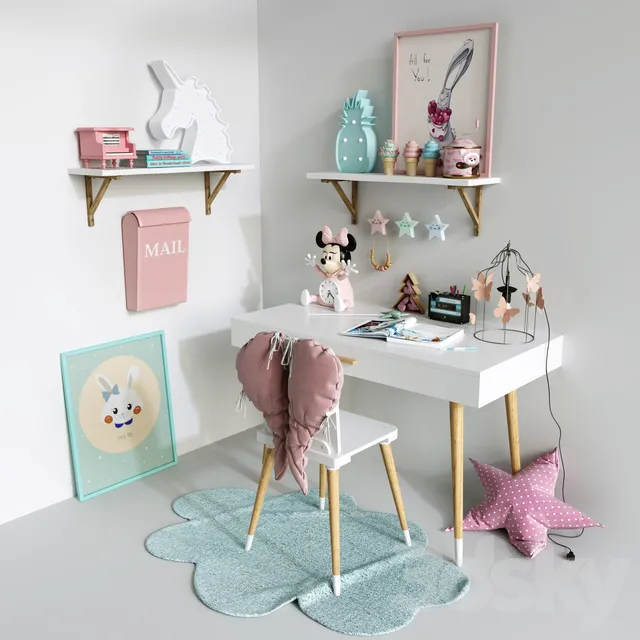 Children – Furniture 3D Models – Set for a princess