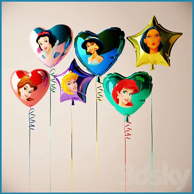 Children – 3D Models – Miscellaneous – Balloons with princesses