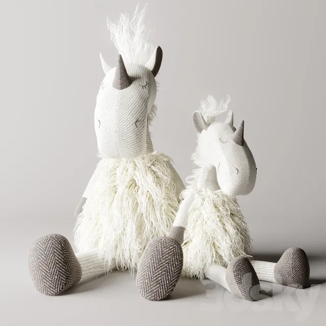 Children – Toy 3D Models – WOOLY plush unicorn
