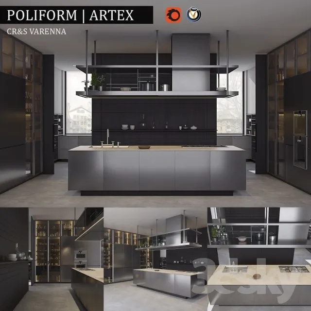Kitchen Poliform Varenna Artex 3DS Max - thumbnail 3