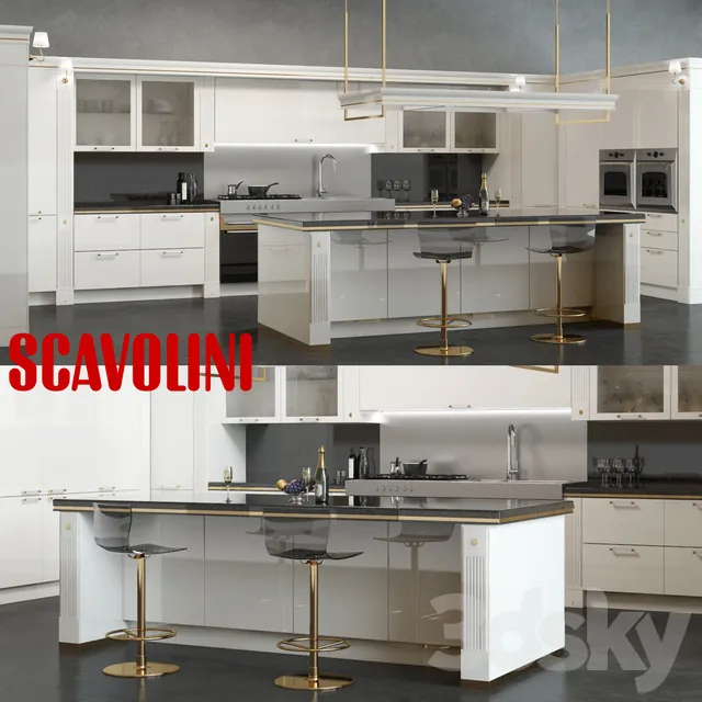 Scavolini Baccarat Kitchen White 3DS Max - thumbnail 3