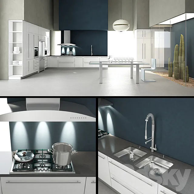 Contemporary kitchen 3DS Max - thumbnail 3