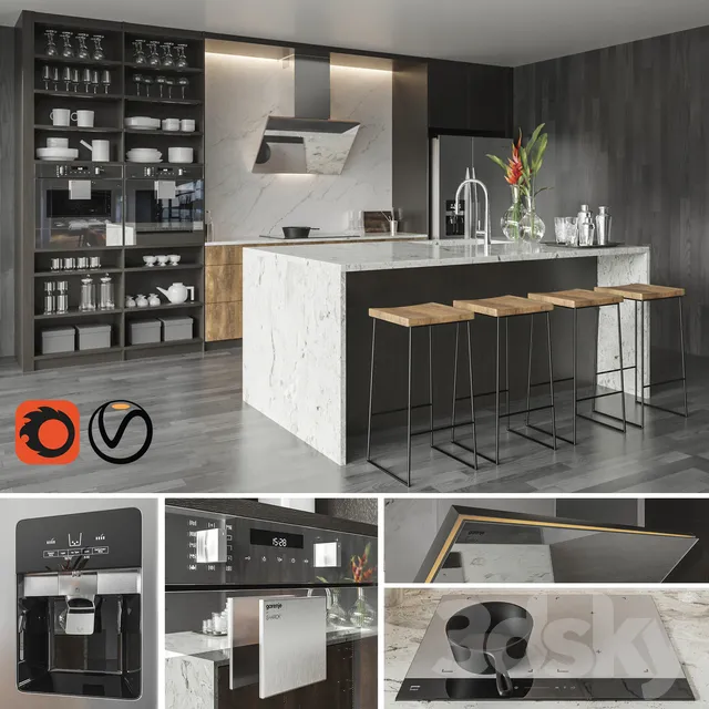 Kitchen – Interiors – 3D Models – BESPOKE KITCHEN SET02