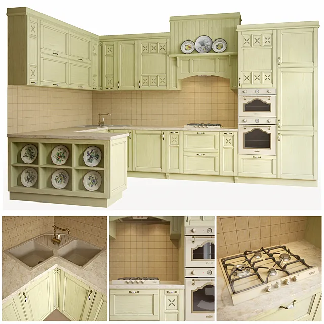 Kitchen – Interiors – 3D Models – Corner kitchen Provence