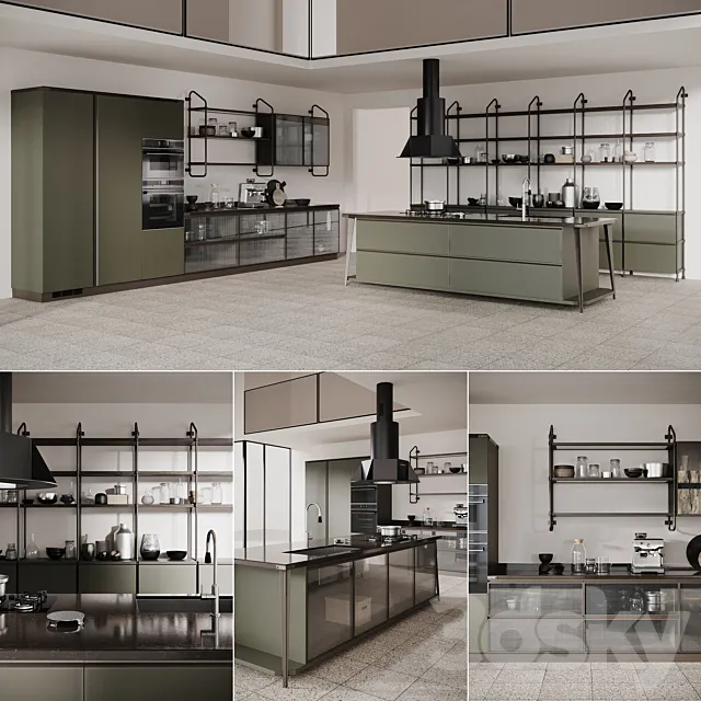 Kitchen – Interiors – 3D Models – Diesel Open Workshop Scavolini