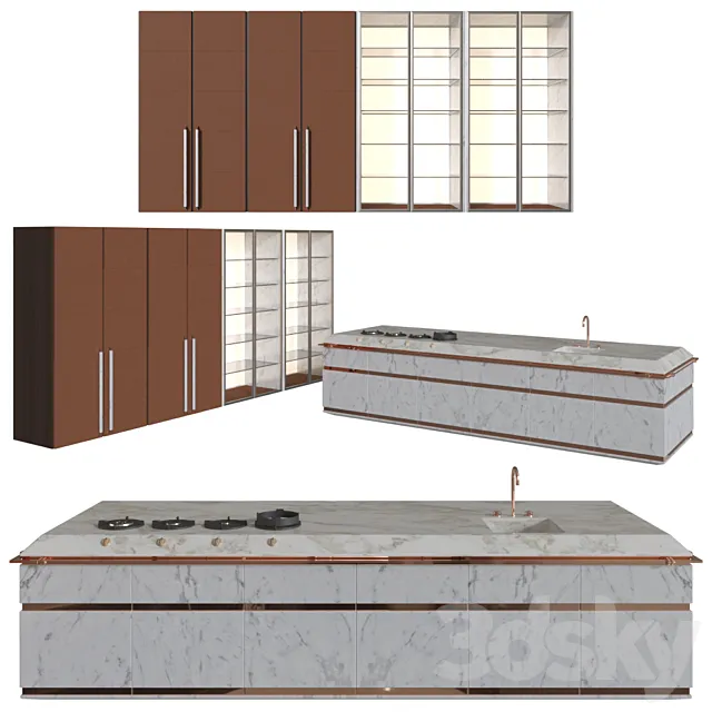 Kitchen – Interiors – 3D Models – Fendi Cucine – Ginger (max; fbx)