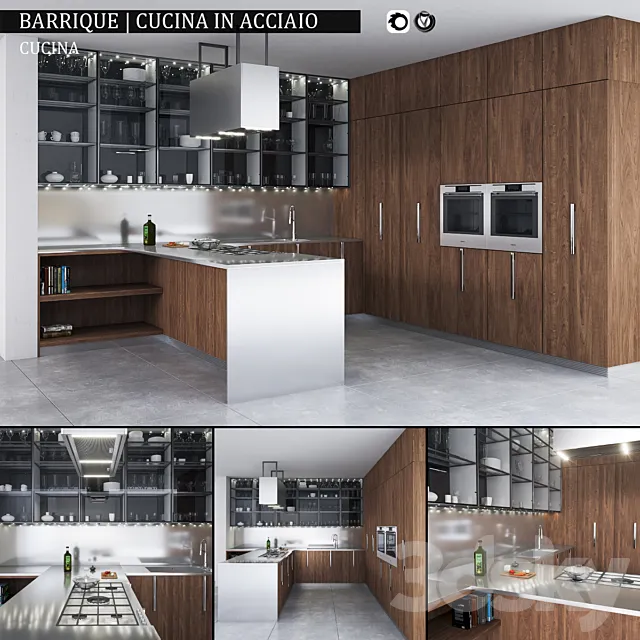 Kitchen – Interiors – 3D Models – Kitchen Barrique Cucina in acciaio
